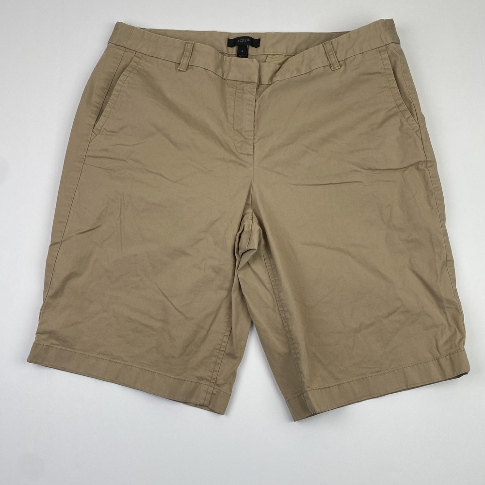 J Crew Womens Chino Shorts 8 Beige Khaki Twill Flat Front 48774 30x10